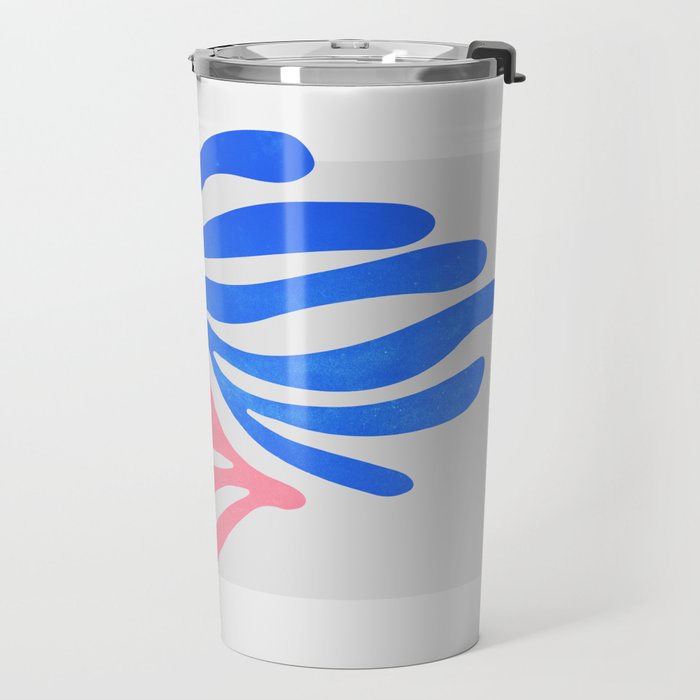Blue & Pink Leaves: Matisse Series 01 Travel Mug Gallery Image 2