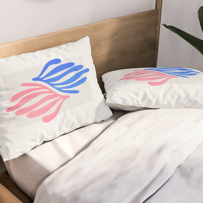 Blue & Pink Leaves: Matisse Series 01 Pillow Sham Gallery Image 2