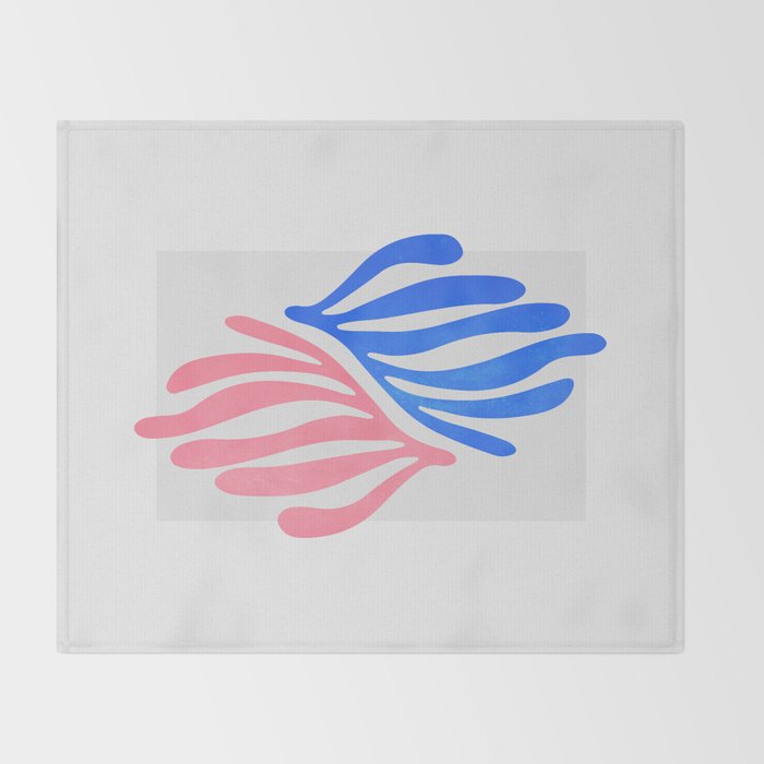 Blue & Pink Leaves: Matisse Series 01 Throw Blanket Gallery Image 2