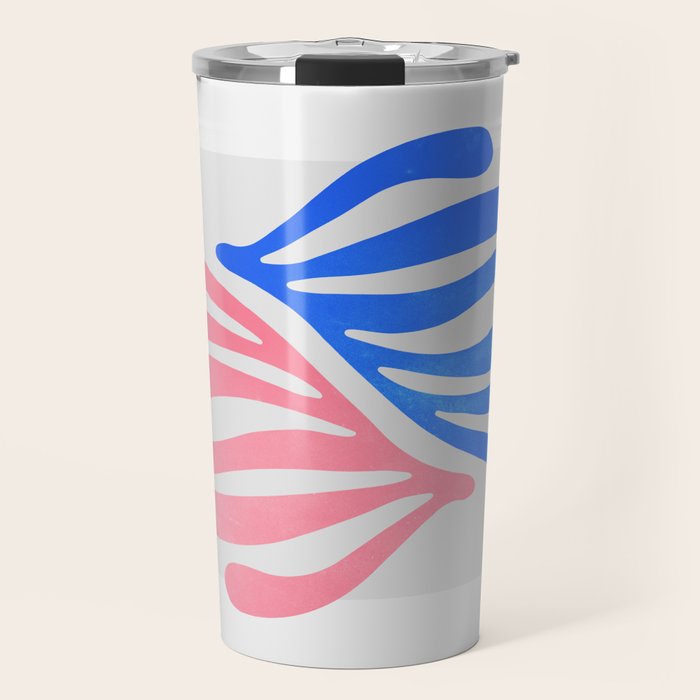 Blue & Pink Leaves: Matisse Series 01 Travel Mug Gallery Image 1