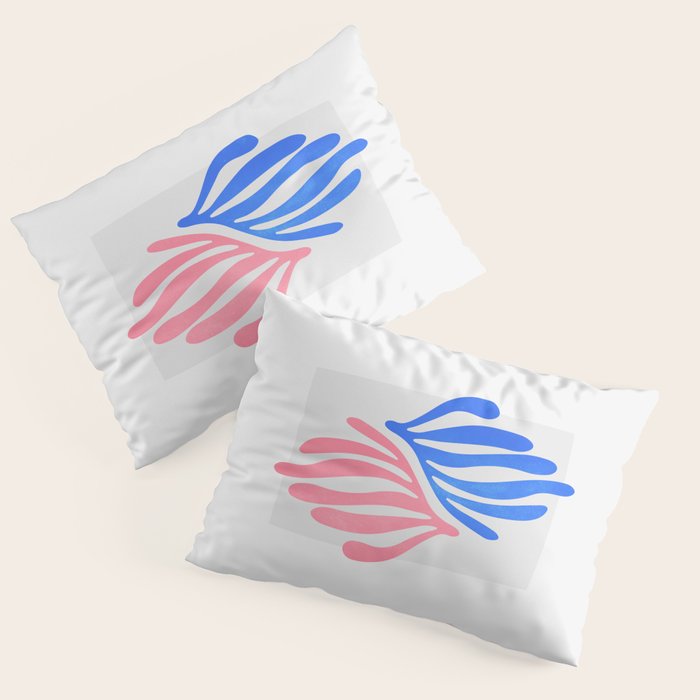 Blue & Pink Leaves: Matisse Series 01 Pillow Sham Gallery Image 3