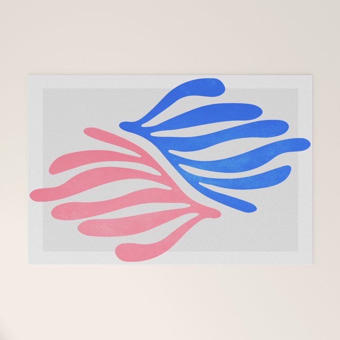 Blue & Pink Leaves: Matisse Series 01 Welcome Mat Gallery Image 1