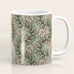 Climbing Leaves Floral Stripe Sage Green and Pink Coffee Mug Gallery Image 1