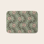 Climbing Leaves Floral Stripe Sage Green and Pink Bath Mat Gallery Image 1