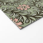 Climbing Leaves Floral Stripe Sage Green and Pink Welcome Mat Gallery Image 2