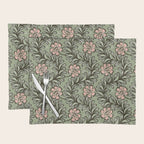 Climbing Leaves Floral Stripe Sage Green and Pink Placemat Gallery Image 1
