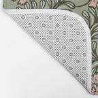 Climbing Leaves Floral Stripe Sage Green and Pink Bath Mat Gallery Image 2