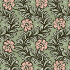 Climbing Leaves Floral Stripe Sage Green and Pink Coffee Mug Gallery Image 2