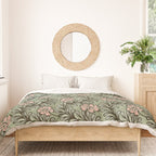 Climbing Leaves Floral Stripe Sage Green and Pink Duvet Cover Gallery Image 3