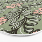 Climbing Leaves Floral Stripe Sage Green and Pink Bath Mat Gallery Image 3