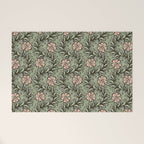 Climbing Leaves Floral Stripe Sage Green and Pink Welcome Mat Gallery Image 1