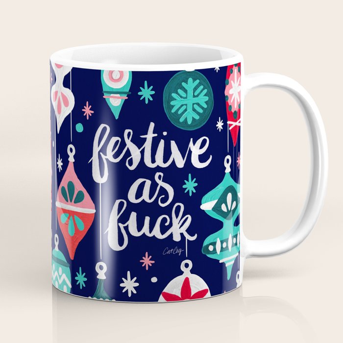 Festive As Fuck - Navy Palette Coffee Mug Gallery Image 1