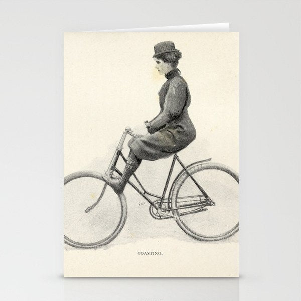 "Coasting" from "Bicycling for Ladies" by Maria E. Ward, 1896 Stationery Card Gallery Image 1
