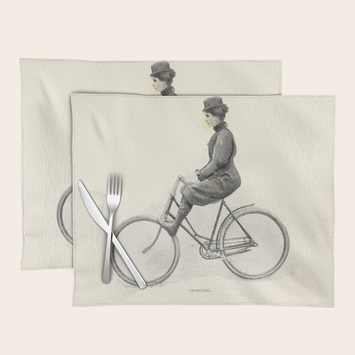 "Coasting" from "Bicycling for Ladies" by Maria E. Ward, 1896 Placemat Gallery Image 1