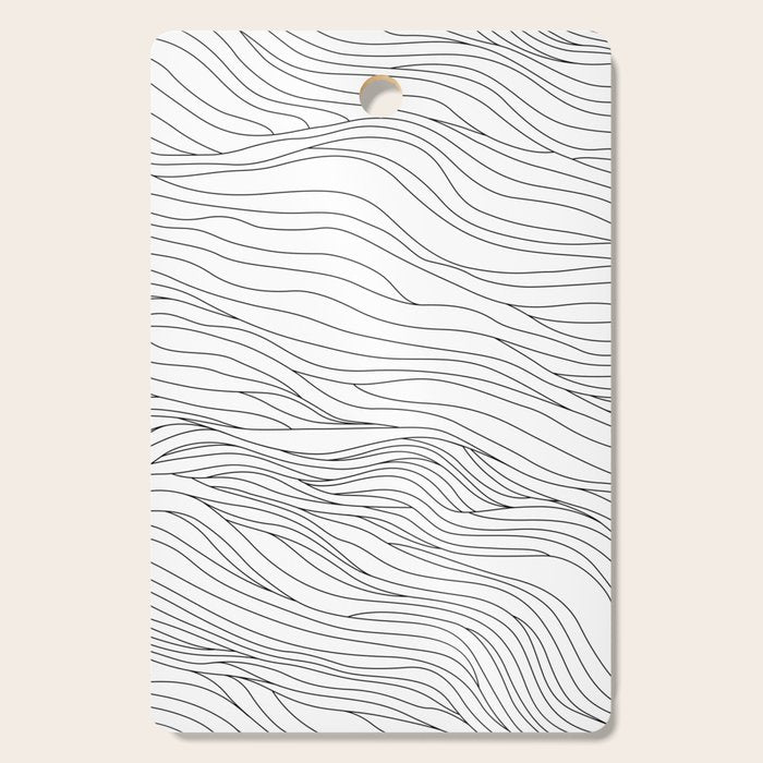 Abstract black and white wave line art pattern Cutting Board Gallery Image 1