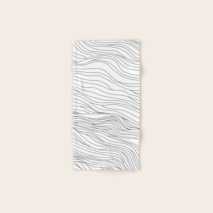 Abstract black and white wave line art pattern Bath Towel Gallery Image 1