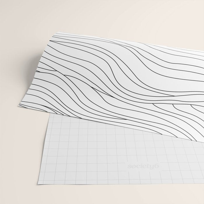 Abstract black and white wave line art pattern Wrapping Paper Gallery Image 2
