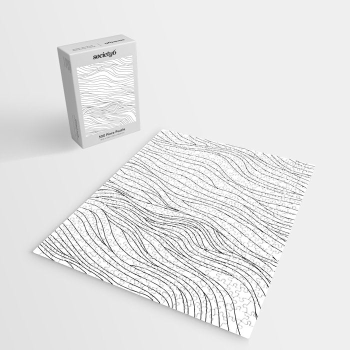 Abstract black and white wave line art pattern Jigsaw Puzzle Gallery Image 2