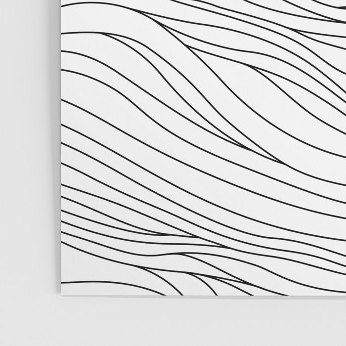Abstract black and white wave line art pattern Poster Gallery Image 3