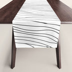 Abstract black and white wave line art pattern Table Runner Gallery Image 1