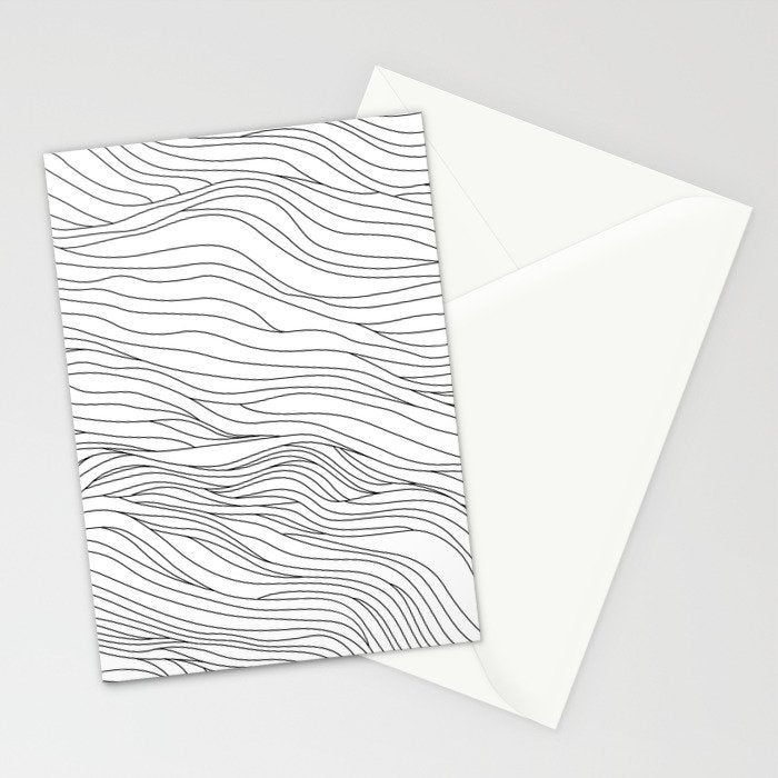 Abstract black and white wave line art pattern Stationery Card Gallery Image 2