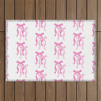 striped bows in pink Outdoor Rug Gallery Image 1