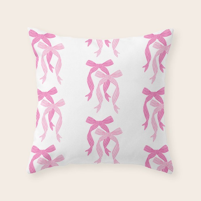 striped bows in pink Throw Pillow Gallery Image 6