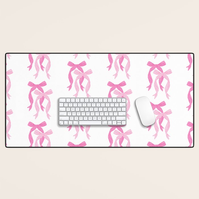 striped bows in pink Desk Mat Gallery Image 1