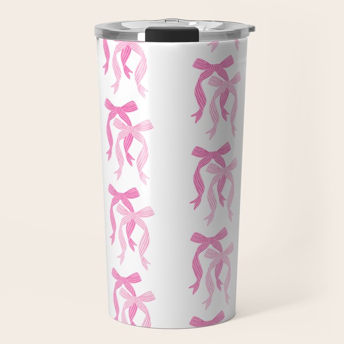 striped bows in pink Travel Mug Gallery Image 1
