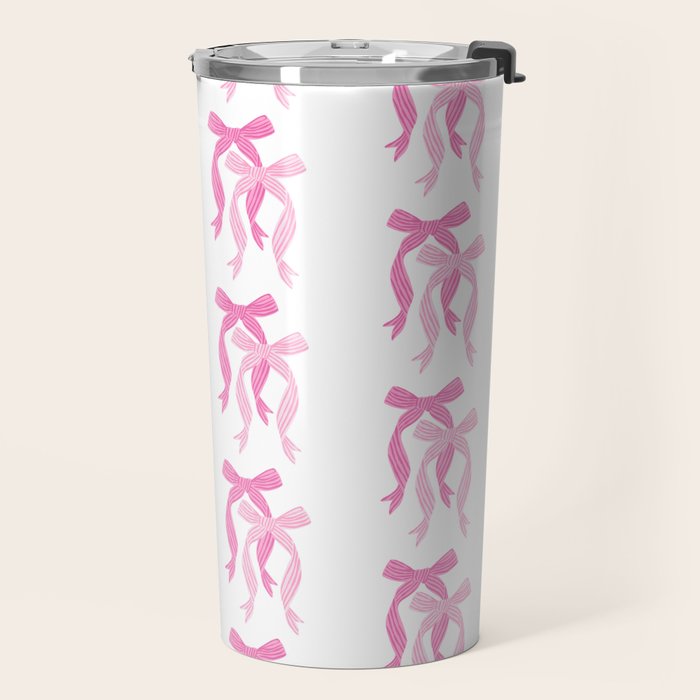 striped bows in pink Travel Mug Gallery Image 2