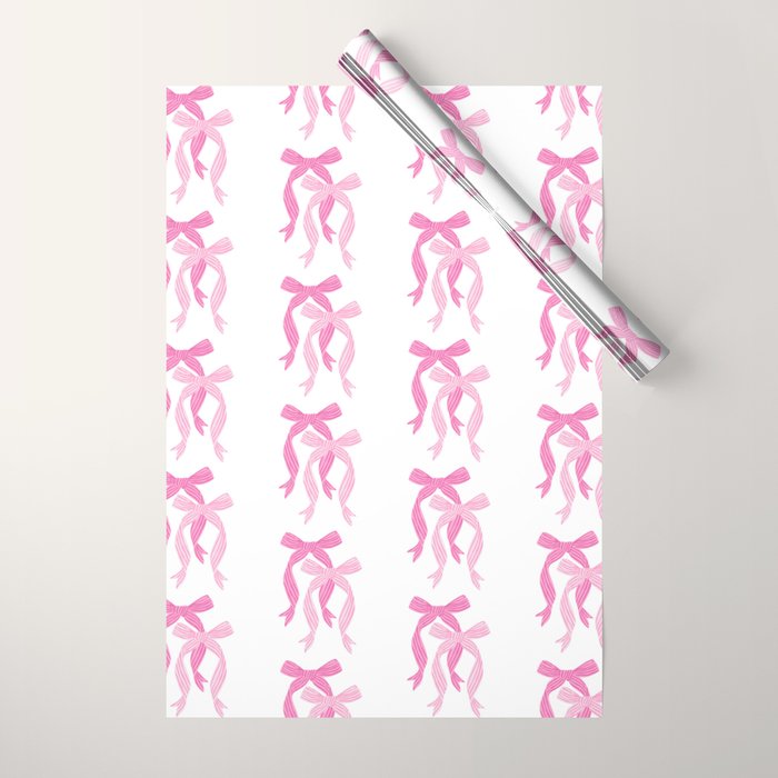 striped bows in pink Wrapping Paper Gallery Image 1