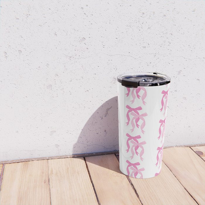 striped bows in pink Travel Mug Gallery Image 4
