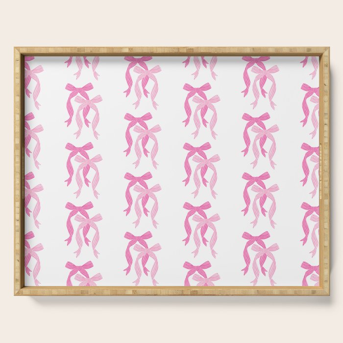 striped bows in pink Serving Tray Gallery Image 1