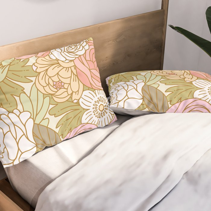 Boho Blooms | Light Pastel Pillow Sham Gallery Image 2