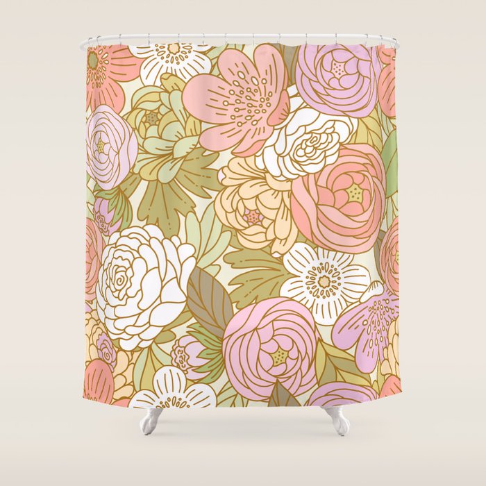 Boho Blooms | Light Pastel Shower Curtain Gallery Image 1
