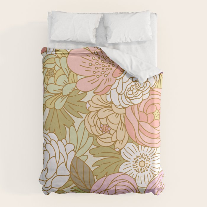 Boho Blooms | Light Pastel Duvet Cover Gallery Image 1