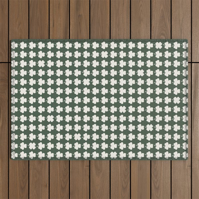 Clovers XXXIX Dark Green Botanical Pattern Outdoor Rug Gallery Image 1