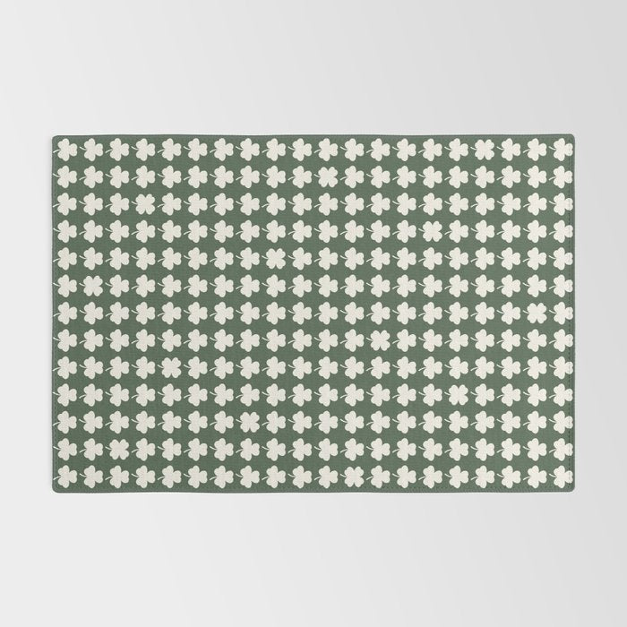 Clovers XXXIX Dark Green Botanical Pattern Rug Gallery Image 2