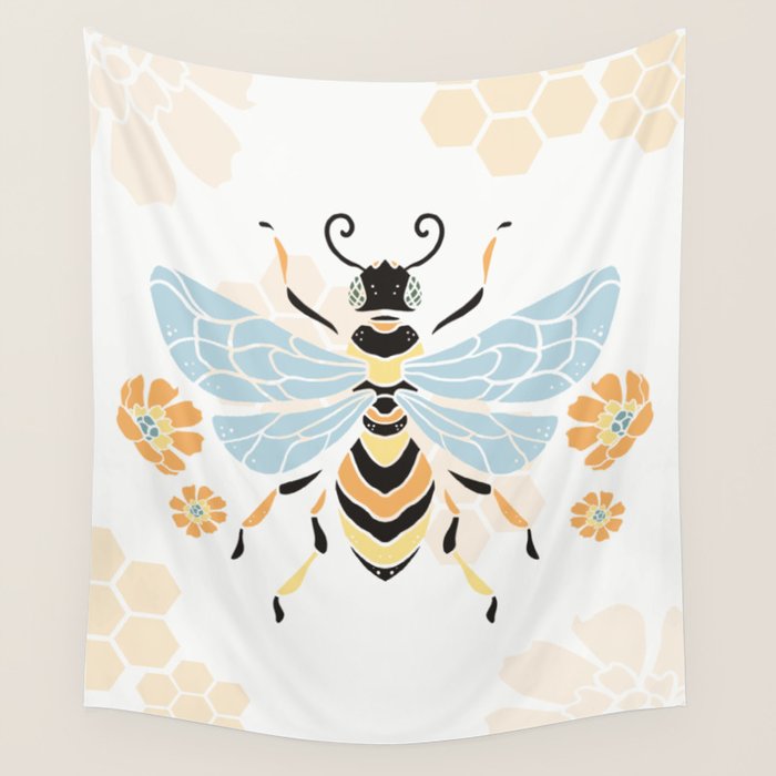 Honey Bee Abstract Pattern Wall Tapestry Gallery Image 4