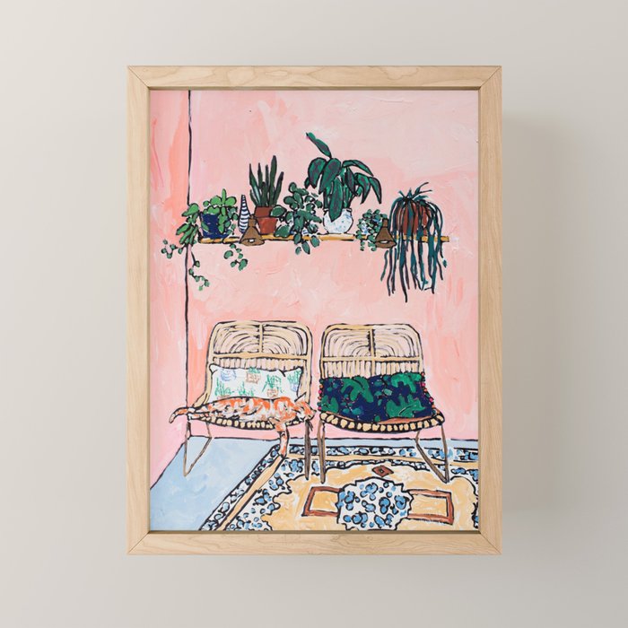 Two Chairs and a Napping Ginger Cat Mini Art Print Gallery Image 1