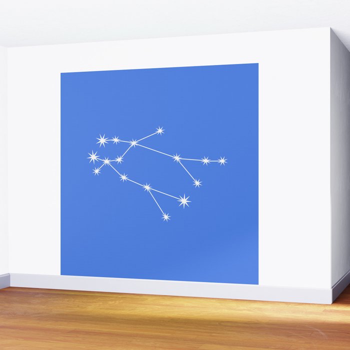 Gemini Zodiac Star Constellation Line Art Bright Blue Wall Mural Gallery Image 2