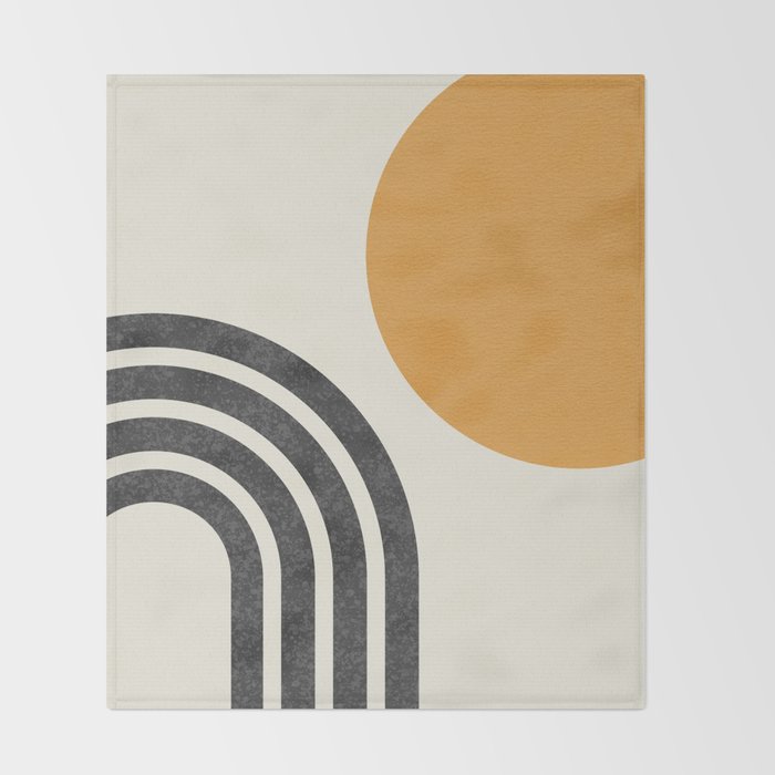 Mid century modern Sun and Rainbow Throw Blanket Gallery Image 2
