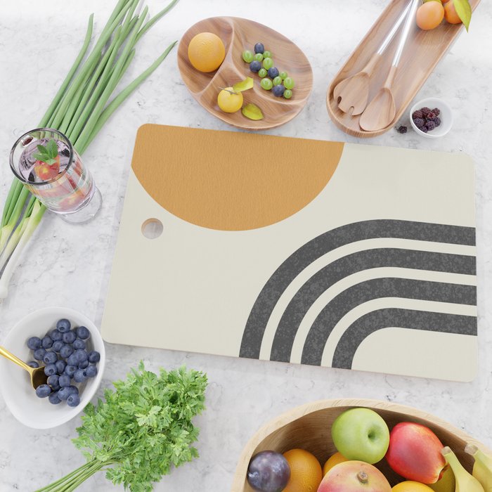 Mid century modern Sun and Rainbow Cutting Board Gallery Image 2