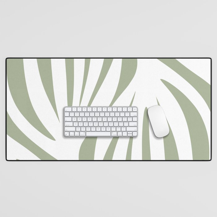 Maldives Abstract Botanical Pattern in Sage Green and White Desk Mat Gallery Image 1