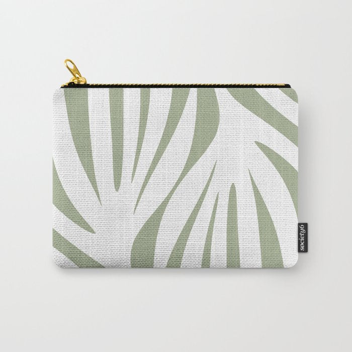 Maldives Abstract Botanical Pattern in Sage Green and White Carry All Pouch Gallery Image 1