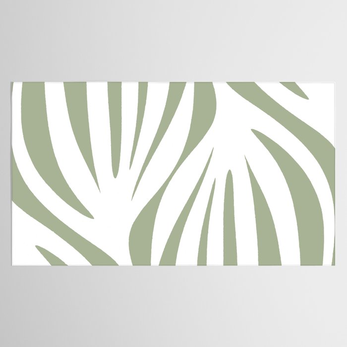 Maldives Abstract Botanical Pattern in Sage Green and White Tablecloth Gallery Image 2
