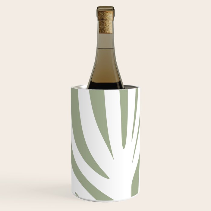 Maldives Abstract Botanical Pattern in Sage Green and White Wine Chiller Gallery Image 2