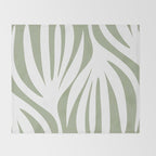 Maldives Abstract Botanical Pattern in Sage Green and White Throw Blanket Gallery Image 2
