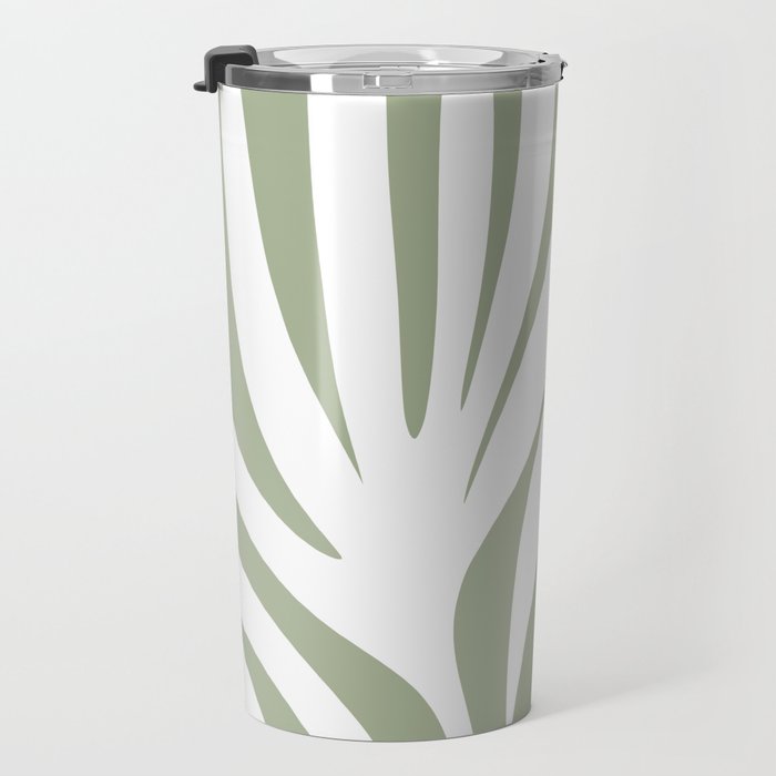 Maldives Abstract Botanical Pattern in Sage Green and White Travel Mug Gallery Image 3