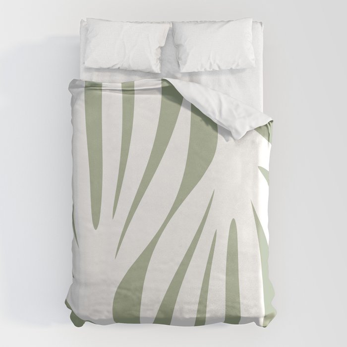 Maldives Abstract Botanical Pattern in Sage Green and White Duvet Cover Gallery Image 6